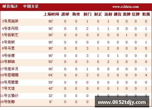 韩国出场球员的全面统计及分析